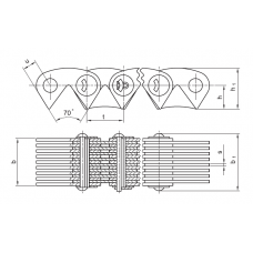 Ланцюги Приводні зубчасті ГОСТ 13552-81 Тип 1 (з однобічним зачепленням)