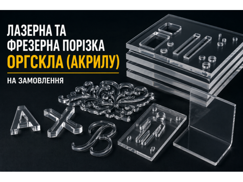 Лазерна та фрезерна порізка оргскла (акрилу) на замовлення