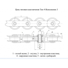 Цепи Тяговые пластинчатые ГОСТ 588-81 Тип 4. Исполнение 3.
