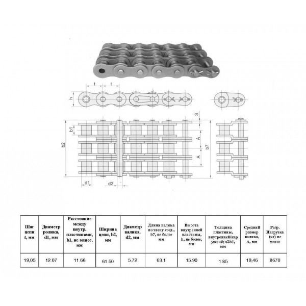 Цепь 60-3 L=5,0 м (CT AGRI)