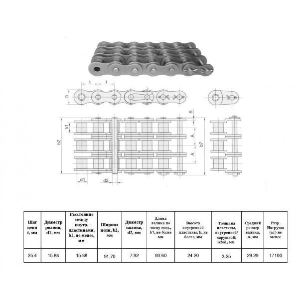 Ланцюг 3ПР-25,4-17100 L=1.75 м (69 L) (16A-3) (CT Chain)