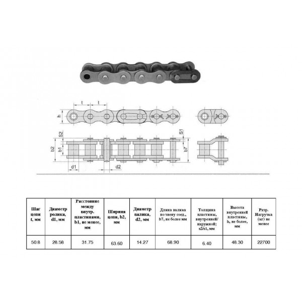 Ланцюг ПР-50,8-22700  L=5.08 м (100 L) (32A-1) (CT Chain)