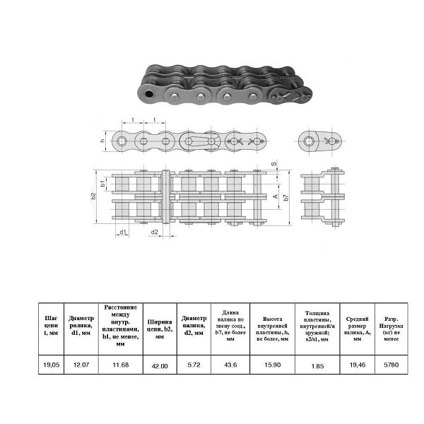 Ланцюг 12B-2 L=5,0 м (HELVIC)