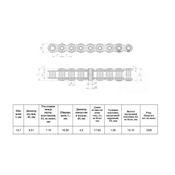 Ланцюг 1270-B (08B-1 HP) L=5,0 м (Renold AS)