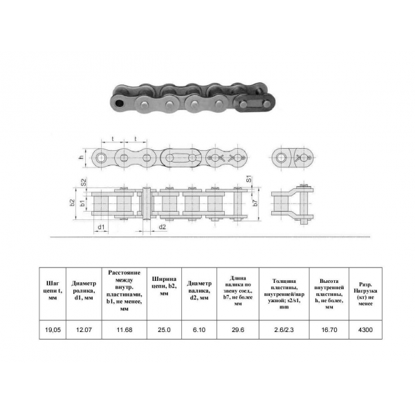 Цепь 12BH-1 L=5,0 м (Renold SD)