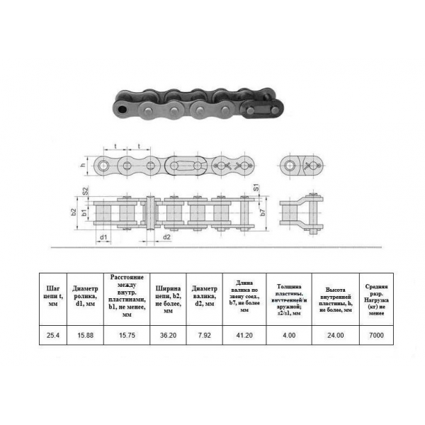 Ланцюг 80H-1 L=3,05 м (Renold AS)