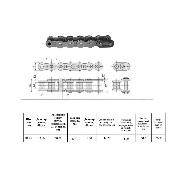 Ланцюг 100-1 L=3,05 м (Renold SD)