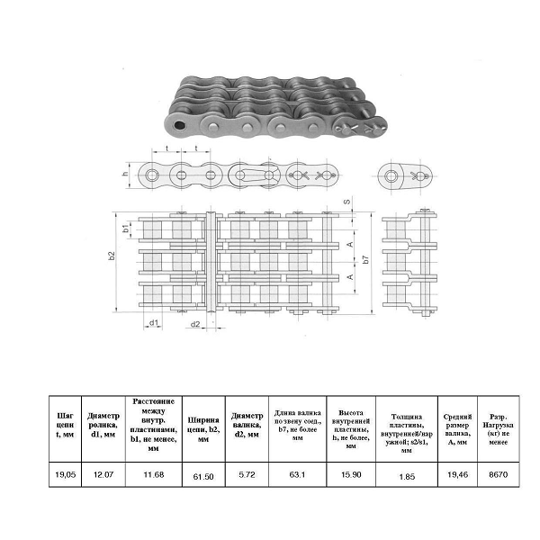 Ланцюг 12B-3 L=5,00 м (Renold SD)