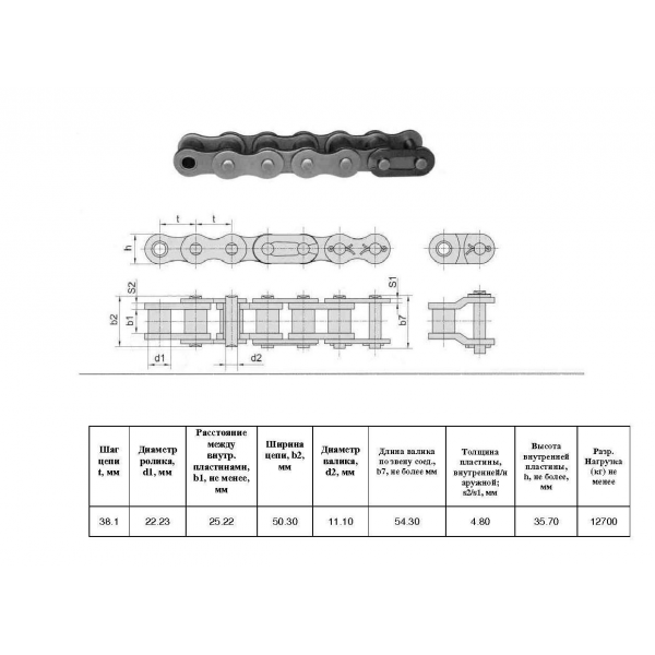 Цепь 120-1 L=3.05 м (Renold SD)